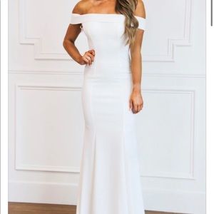 White Plus Size Evening Gown